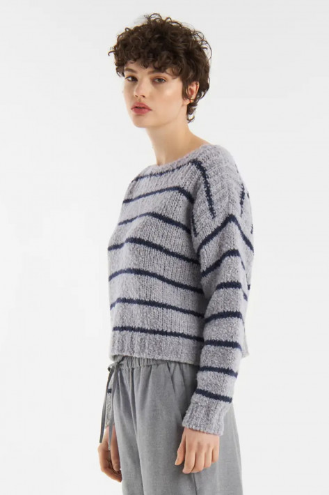 SoSue Pullover Petite Sailor - grey/blue stripe