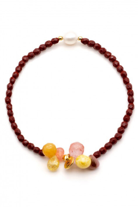 Schmückstück Armband Mala Single 6Drops - Ruby