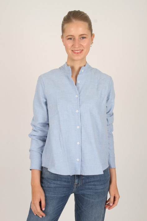 Rossana Diva Flanellbluse Stehkragen - lightblue