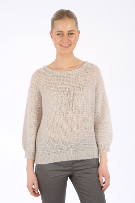 Hemisphere Cashmere-Pulli H-Stitching - beige mel