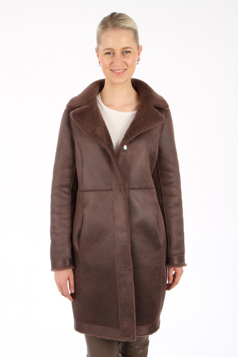 Oakwood Fur Wool Coat Venus - dark brown