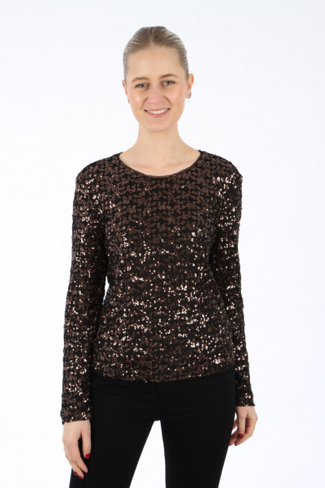 Oui Pailetten-Top - black/brown