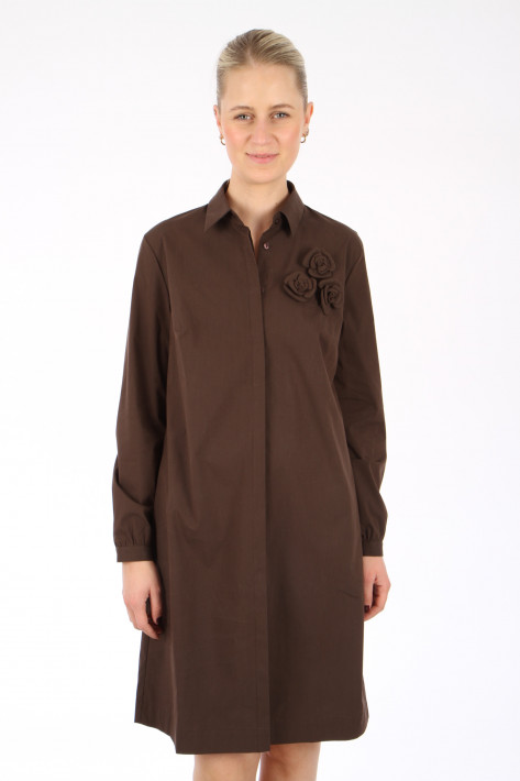 0039 Italy Hemdblusenkleid Dannika Flower - braun