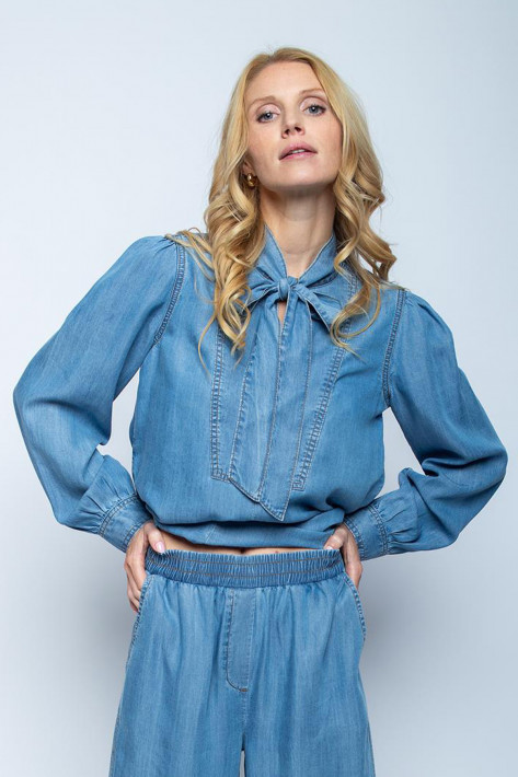 Emily Schluppen-Shirtbluse - dark denim