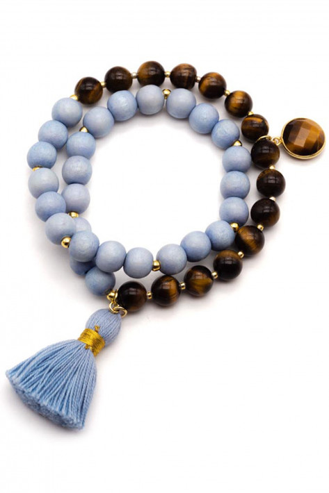 Schmückstück Armband Mala Twin Blue Tiger