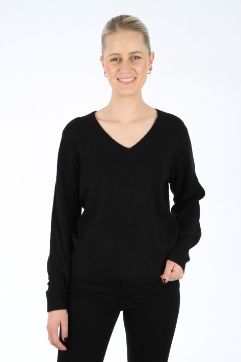 Bloom V-Neck Pullover - black
