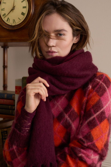 Oui cropped Rautenpullover - darkred/red/pink/orange