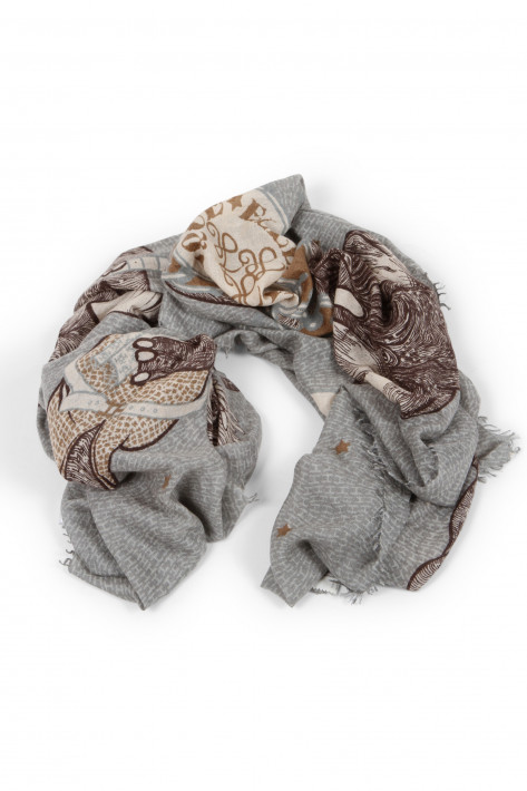 Hemisphere Kaschmir-Schal - NANDU - elephant print/grey