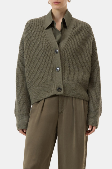 Closed V-Neck-Cardigan - forest green