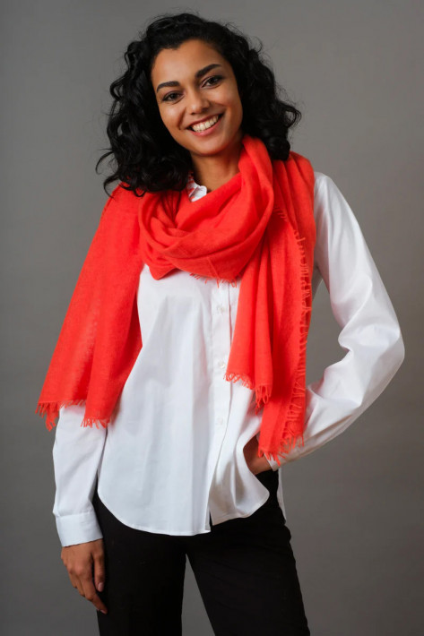 Bakaree Cashmere-Schal - mandarin red