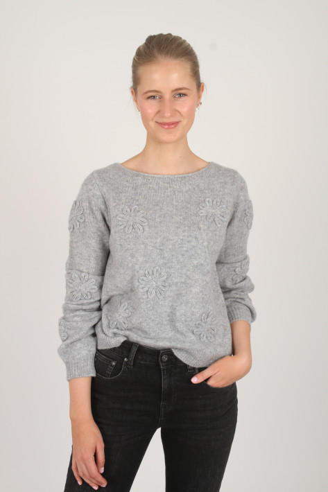 Allude Cashmere-Seide-Pullover Blume - grey melange