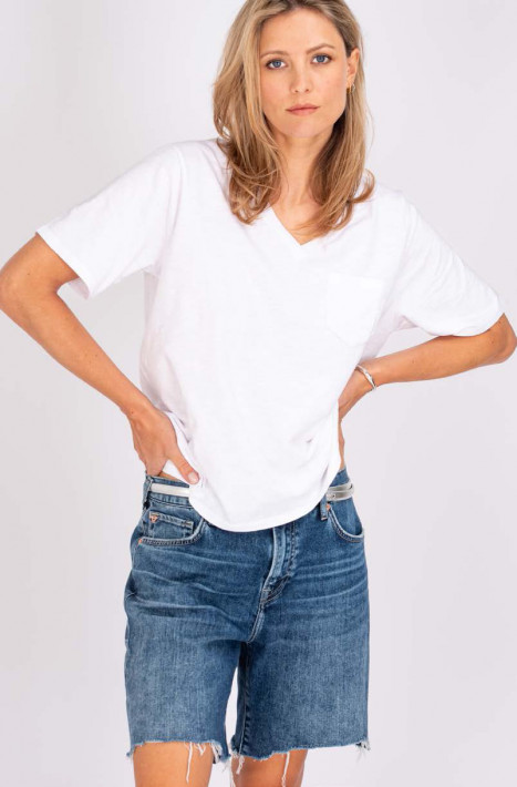 True Religion V-Neck Tee Pocket - white