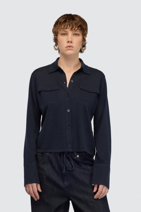 Semicouture Cardigan mit Kragen - marine