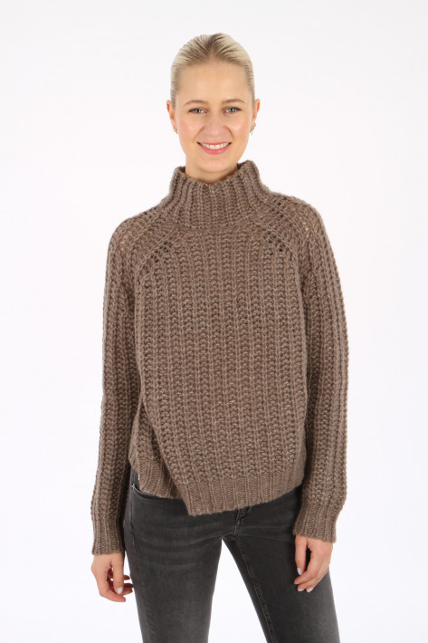 Hemisphere Pullover T-Neck special Cashmere - walnut