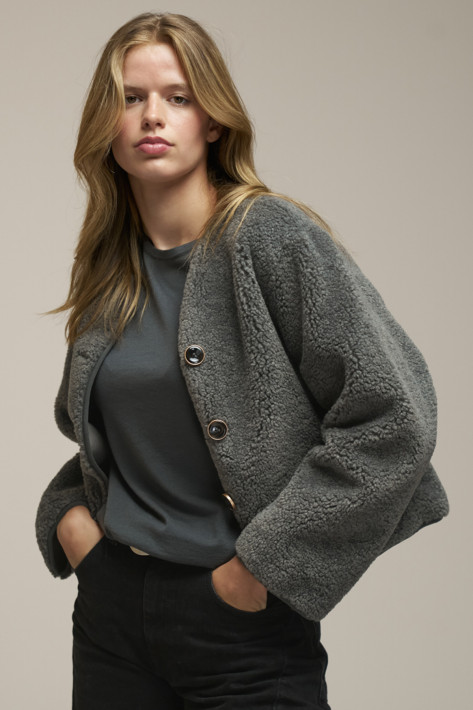 0039 Italy Teddyjacke Ricarda - grey