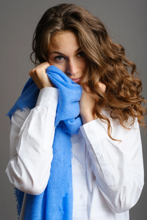 Bakaree Cashmere Schal - azure blue