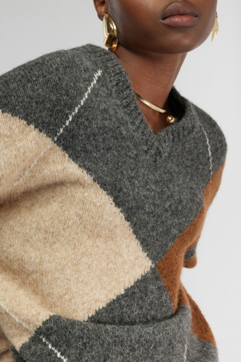 Semicouture Rautenpulli - grey/beige/brown