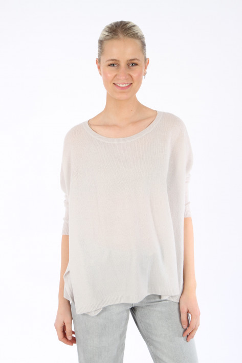 Allude Cashmere-Boatneck Pullover 3/4 - stone