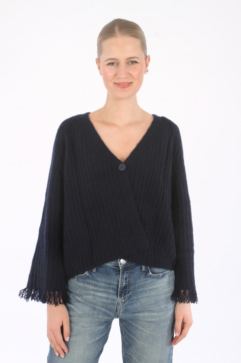 Hemisphre Cashmere Cardigan Fringes - night skiy