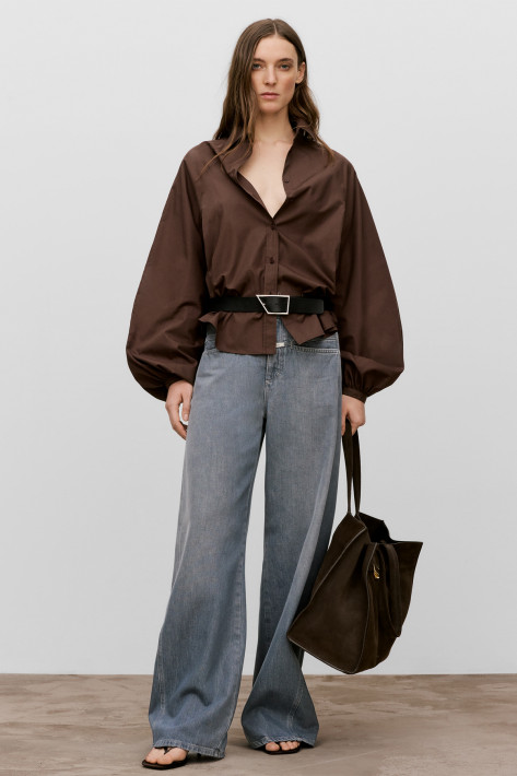 Closed Raglan-Bluse - mahagony brown