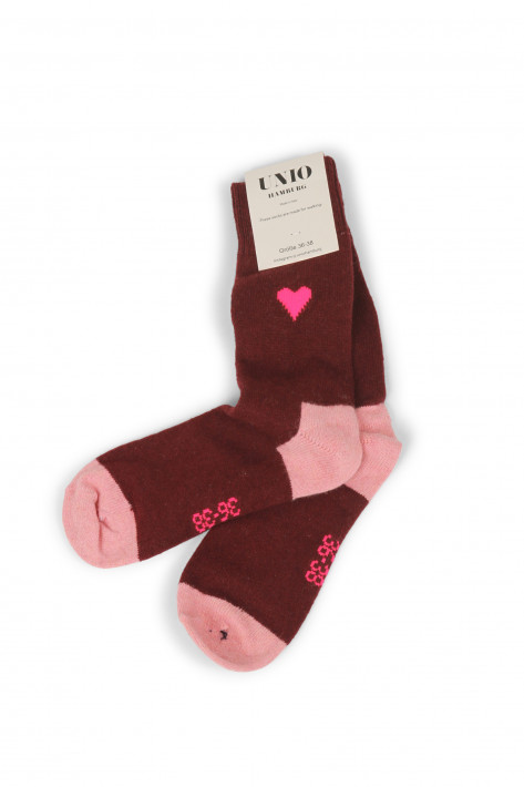 Unio Hamburg Socken Amore Cashmere - dark wine-poppy