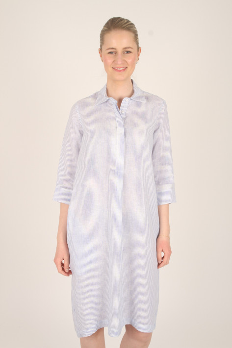 Rossana Diva Leinenkleid - stripe blue/white