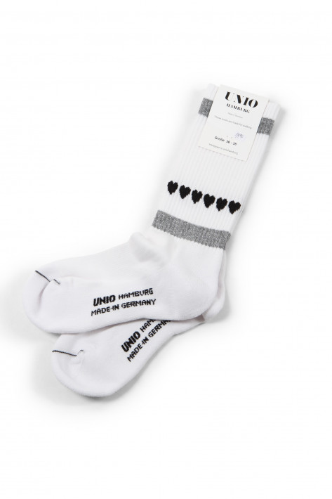 Unio Hamburg Socks New Tennis Heart - white / grey glitzi / black