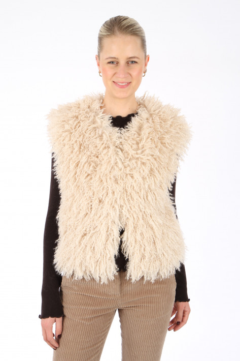 Oakwood Fake-Fellweste BETH - light beige