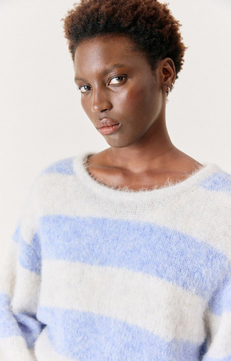 American Vintage Pulli Niby stripe - lightblue/lightgrey