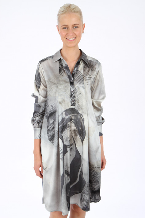 0039 Italy Seidenkleid Ester Print - grey/anthra