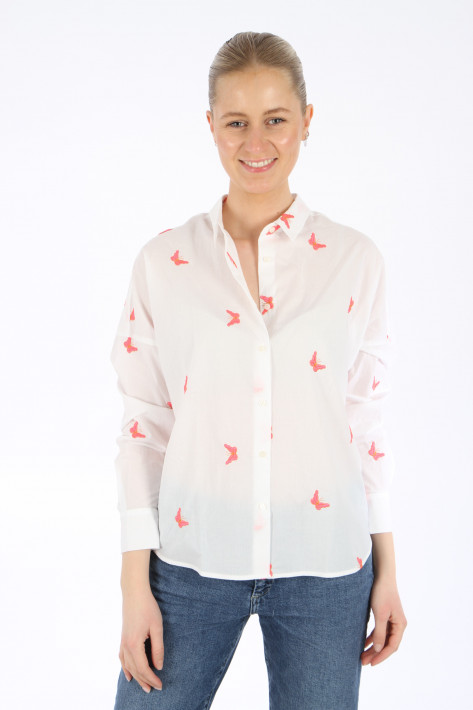 0039 Italy Bluse Lucy 'Butterfly' - white/neonpink