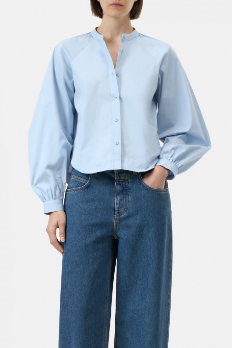 Closed Bluse Wide Sleeve - hellblau