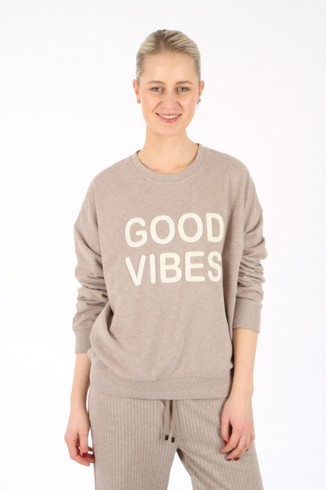 Juvia Fleece Sweater 'good vibes' Aimée - simply taupe mel