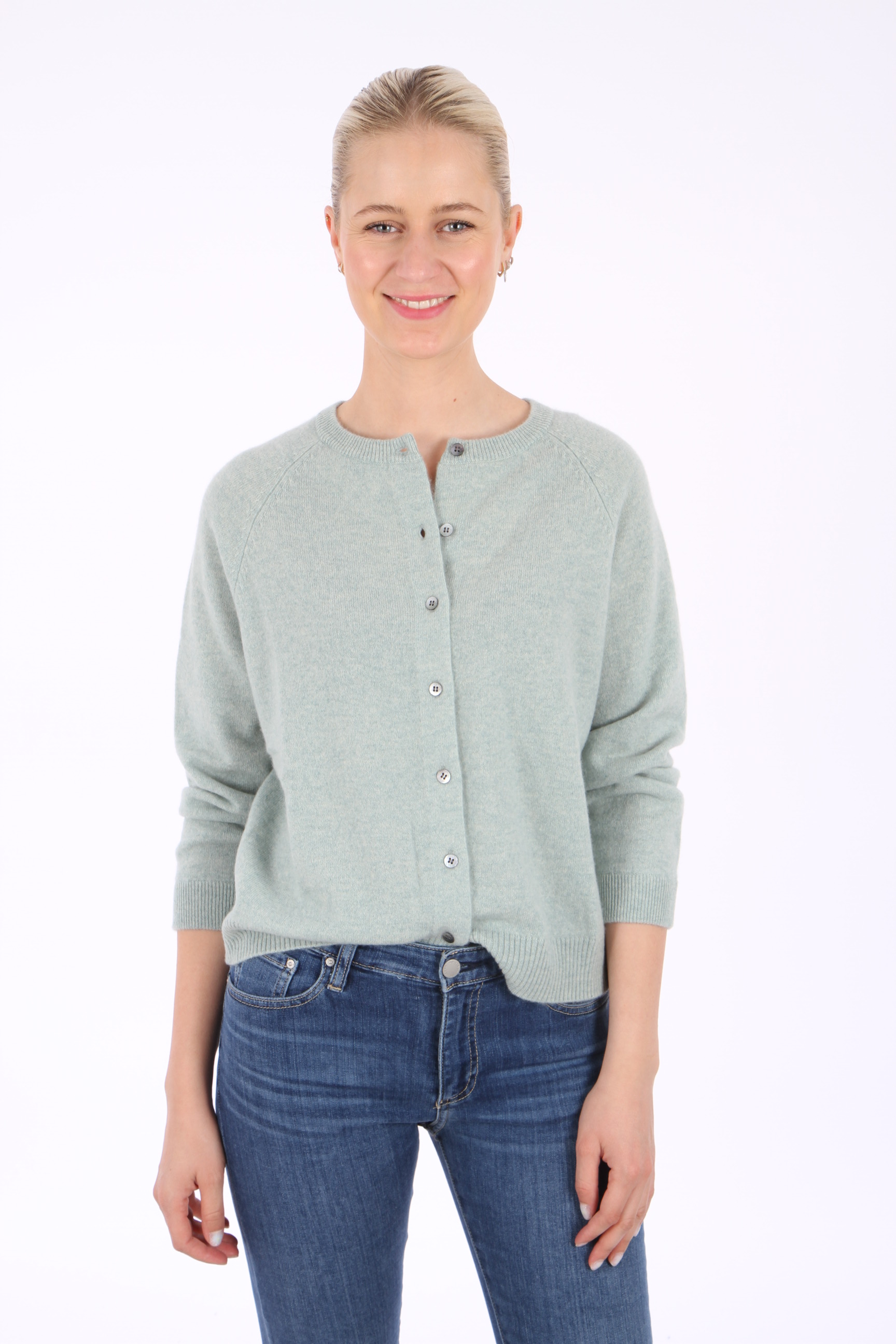 Hemisphere Cashmere Cardigan R Neck mistletoe