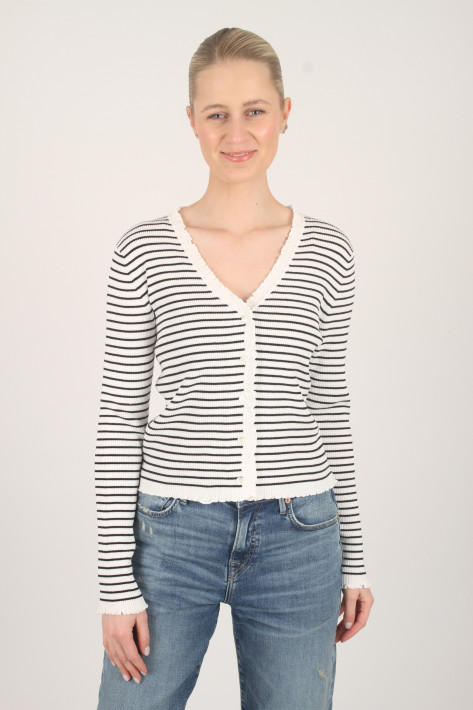 Oui Strickjacke - navy / white- striped