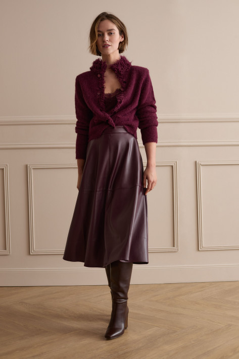 Oui Pailletten-Strickjacke mit Fransen - bramble berry
