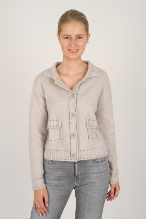 Hemisphere Cardigan Polo Collar - bicolor