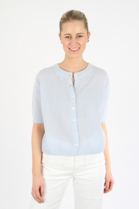 Hemisphere Kurzarm-Strickjacke-fresh blue