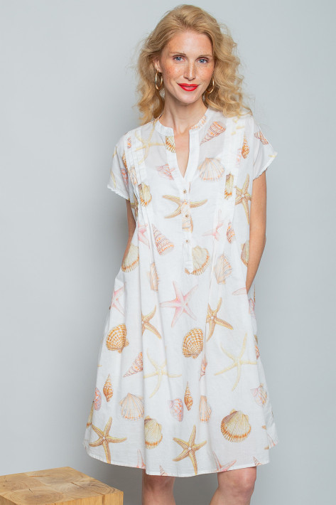Emily van den Bergh Kleid - ecru multi shells