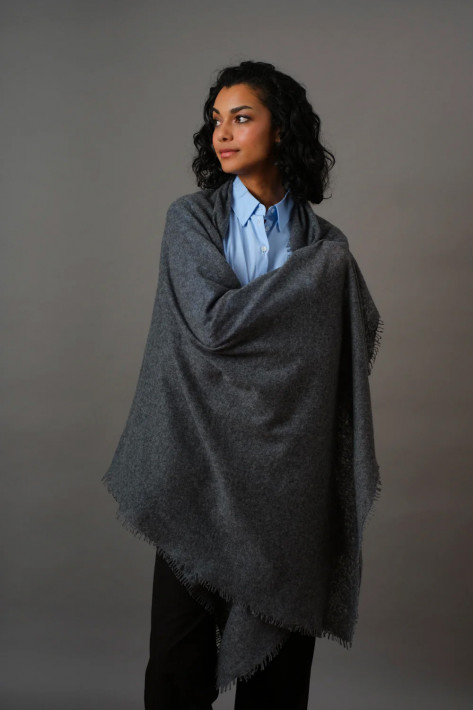 Bakaree Cashmere-Schal - melange-anthrazit