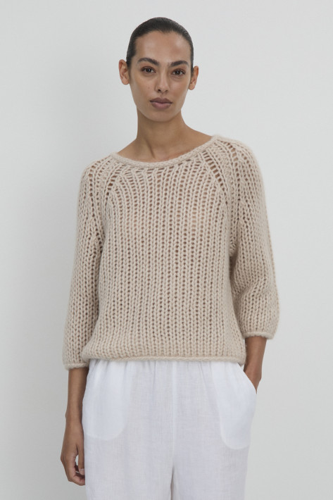 FFc Fashion Cashmere-Seide Grobstrick-Pulli - sand