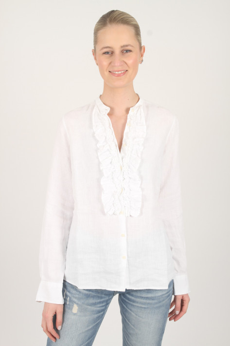 SoSue Leinenbluse Rüsche - white