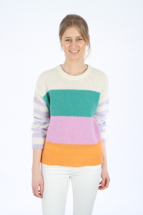 Bloom Pullover Round Neck Sweater - multicolor