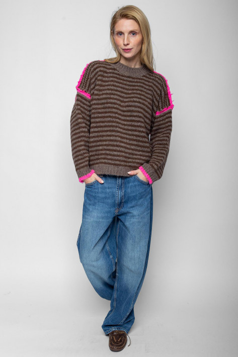 Emily van den Bergh Pullover - brown stripe/pink