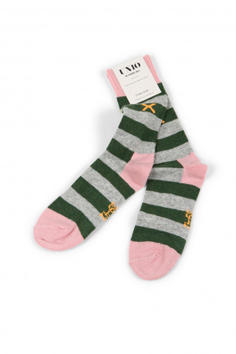 Unio Socken Cosy - rose/darkgreen/greymelange