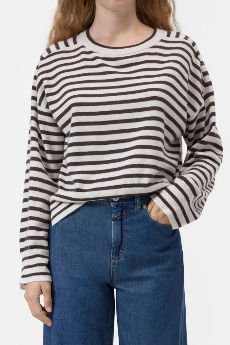 Closed Cashmere-Pulli Ringel - mahagony brown