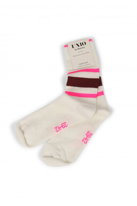 Unio Hamburg Socken Toronto Cashmere -white/poppy/dark wine