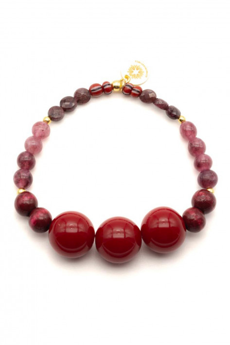 Schmückstück Armband Mala Single Burgundy Crush