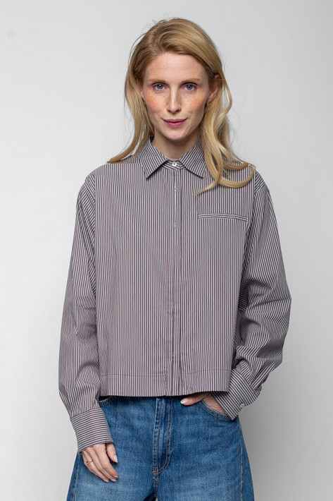 Emily van den Bergh Bluse - chocolate/white stripe