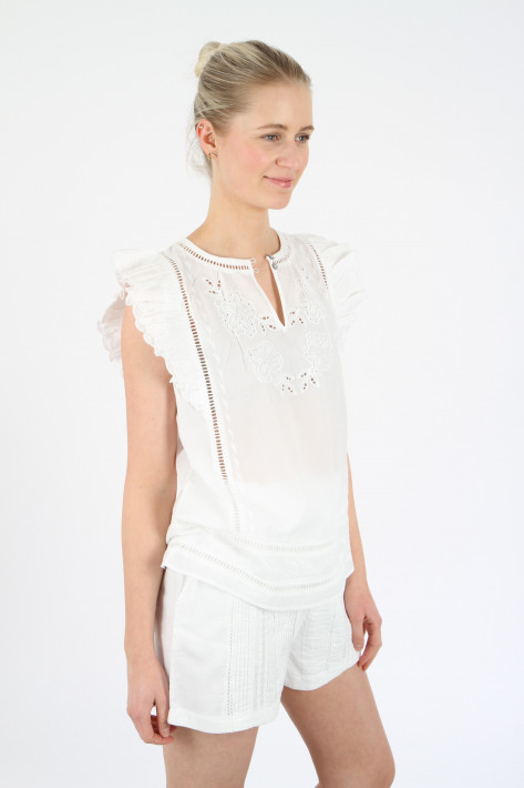 Flowers for friends Blusentop Volant - white